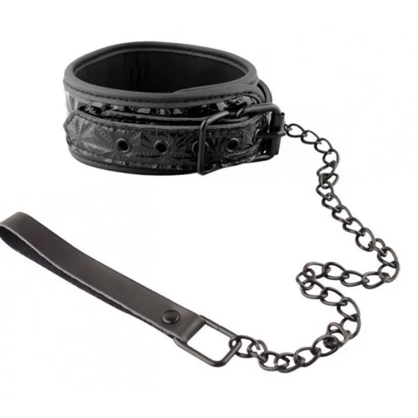 Ошейник с поводком Collar with Leash черный EK-3103 Эротик 43 (Erotic)
